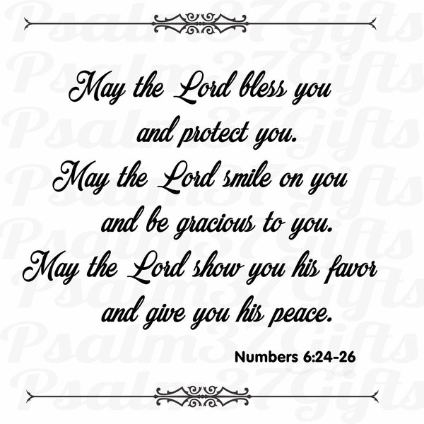 Bible Verse Numbers 6 24-26 Aaronic Blessing  SVG file for Cricut silhouette cutting machines blessing svg