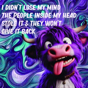 Vache des Highlands pourpre dicton drôle Png jpeg pdf projet d'artisanat Sublimation sweats à capuche chemises affiche toile ardoise gobelet wrap oreiller sac carte mug