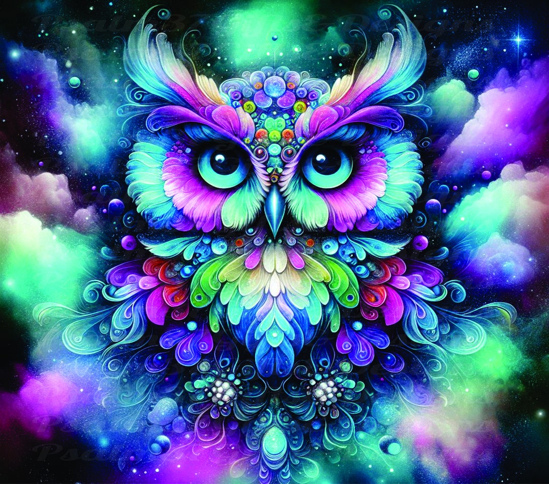 Owl Png Jpg Purple Teal Owl Sublimation Tumbler Wrap Backgrounds Wind ...