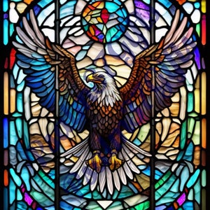 Stained glass Eagle Graphic PDF Jpeg PNG Sublimation Background Digital Instant Download Printable Paper tumbler mug wrap sun catcher gift