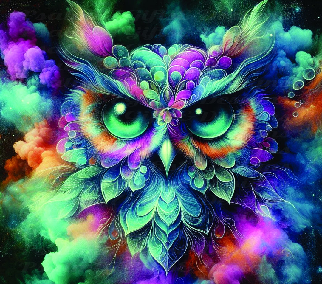 Owl Png Jpg Purple Teal Owl Sublimation Tumbler Wrap Backgrounds Wind ...
