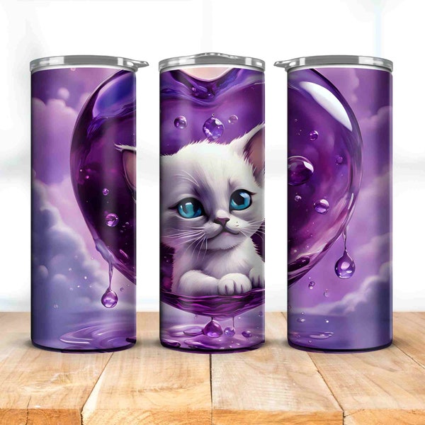 3D Siamese Kitten png Purple Heart Bubble clouds sublimation sippy cup wrap Tumbler sweat shirt kids Invitations Adorable Siamese Cat 600dpi