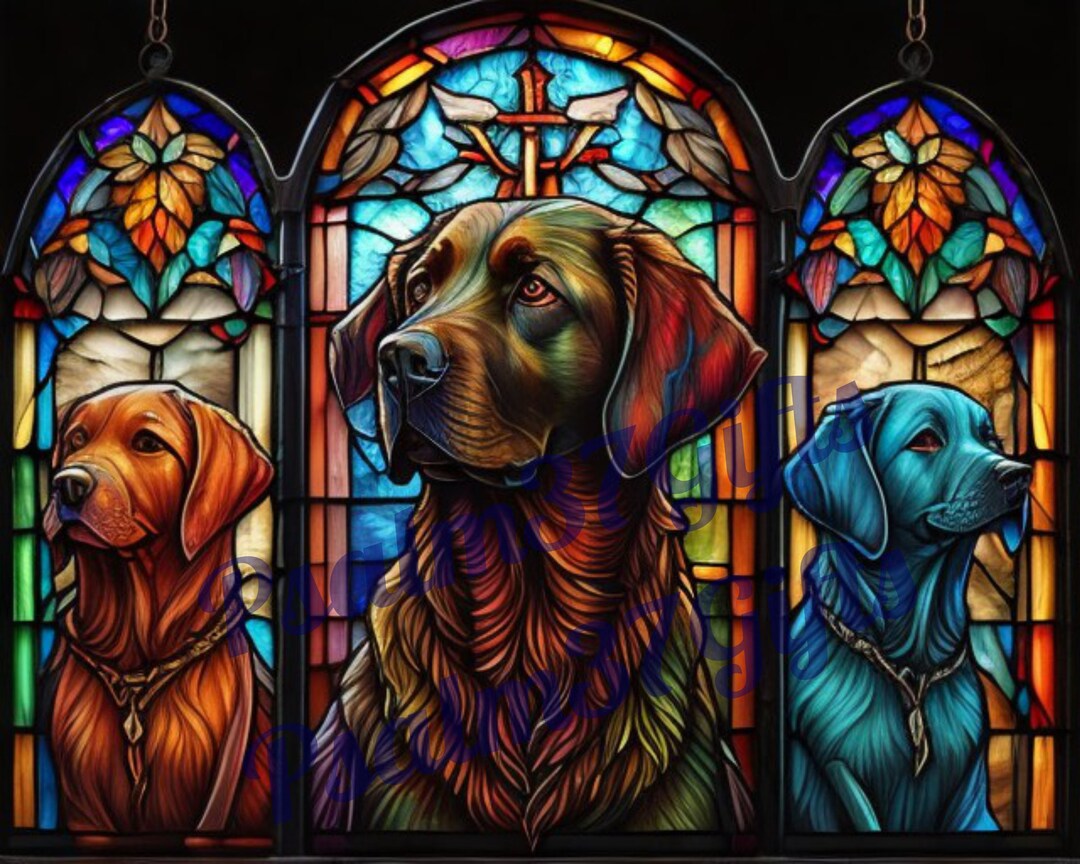 Stained Glass Labrador Retrievers Sublimation Graphic PDF Jpeg PNG