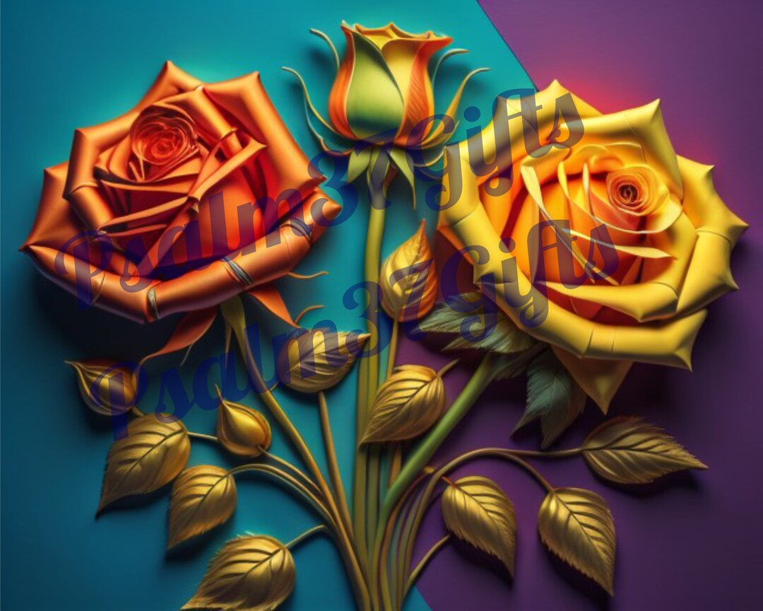 Orange Yellow Roses Graphics 3D Orange and Yellow Roses Graphic Jpeg PDF PNG Sublimation 3 Instant ...