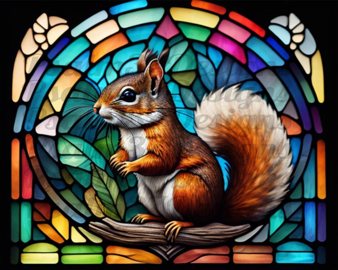 3D Squirrel Stained Glass Circle Jpeg Pdf Graphic Sublimation - Etsy