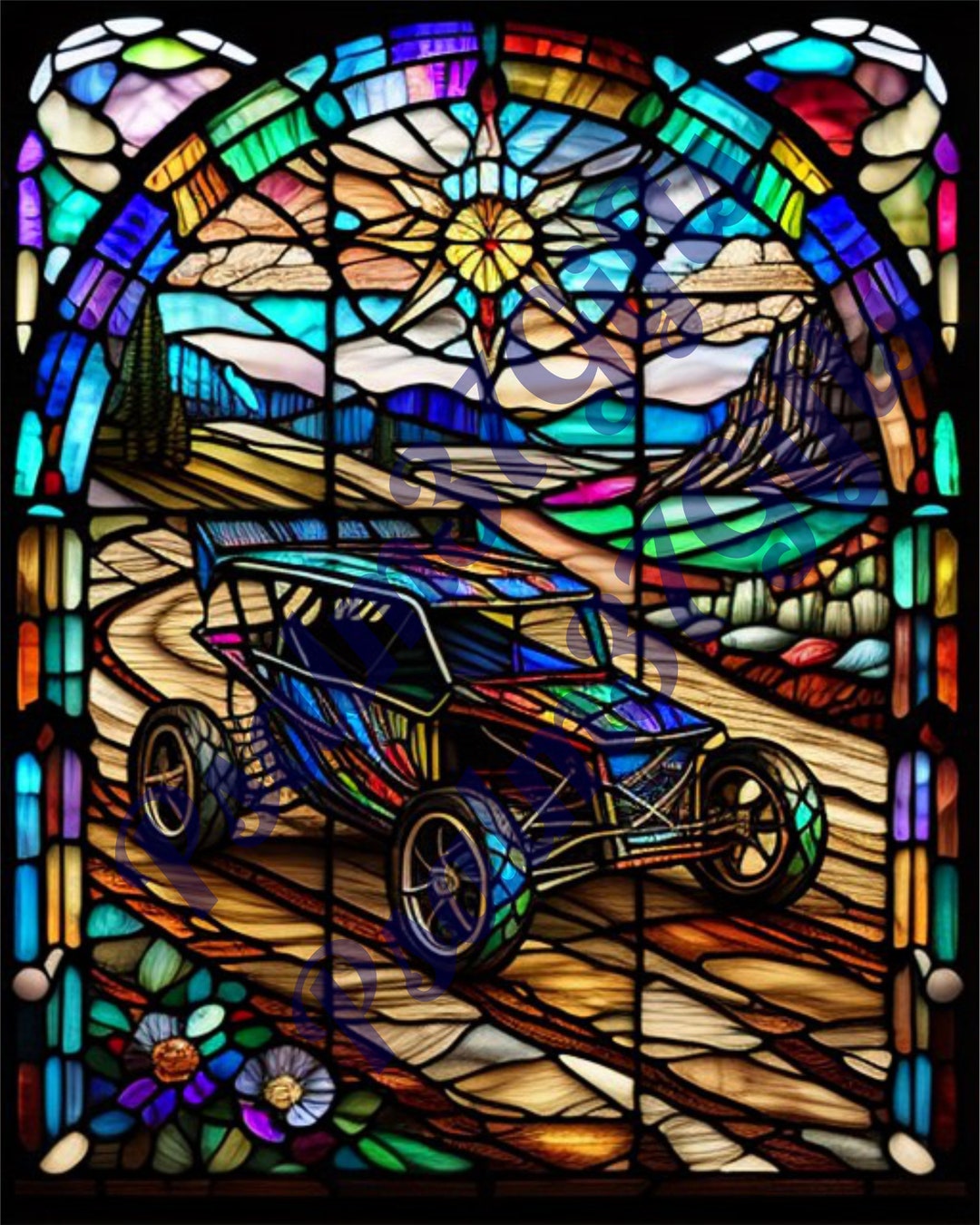 Stained Glass UTV Graphic PDF Jpeg PNG Sublimation Digital Instant