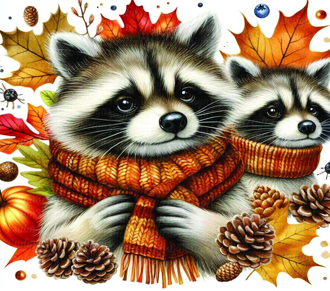 Fall Racoon Decor Fall Racoon PNG Pdf Jpeg Sublimation Tumbler Wrap Pillow Bags Shirts ...