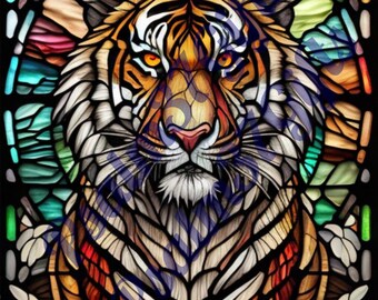 アメリカ自然史博物館 ヴィンテージ ステンドグラス 虎 トラ ジャングル 動物 アメリカ自然史博物館 ヴィンテージ ステンドグラス 虎 トラ