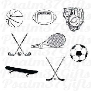 sports bundle pack football basketball baseball tennis soccer golf hockey skate board  svg file for cricut  machines  cricket