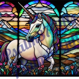 stained glass Unicorn rainbow mane Graphic PDF Jpeg PNG Sublimation  Digital Instant Download Printable Paper tumbler wrap sun catcher gift