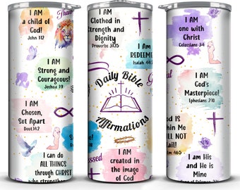 Meine tägliche Bibel Affirmation Sublimation PNG Bibelverse Phil 4 13 Römer Epheser Kirchendekor Tumbler Wrap Tote Pastor Geschenk 600 DPI