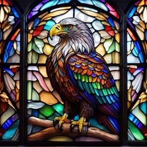 AI 3D stained glass Eagle Graphic PDF Jpeg Instant Download Sublimation tumbler wrap wind suncatcher Window cling High Resolution 600DPI