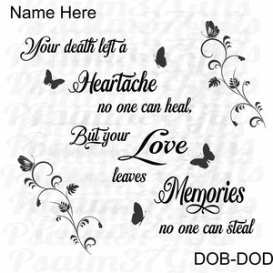 Votre mort a laissé un chagrin que personne ne peut guérir mais votre amour laisse des souvenirs que personne ne peut voler svg commémoratif pour cricut