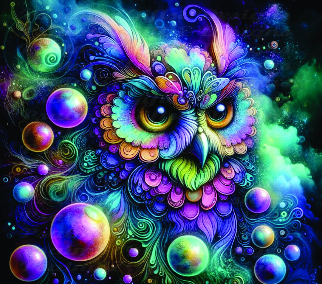 Owl Png Purple Teal Owl Sublimation Tumbler Wrap Backgrounds Wind ...