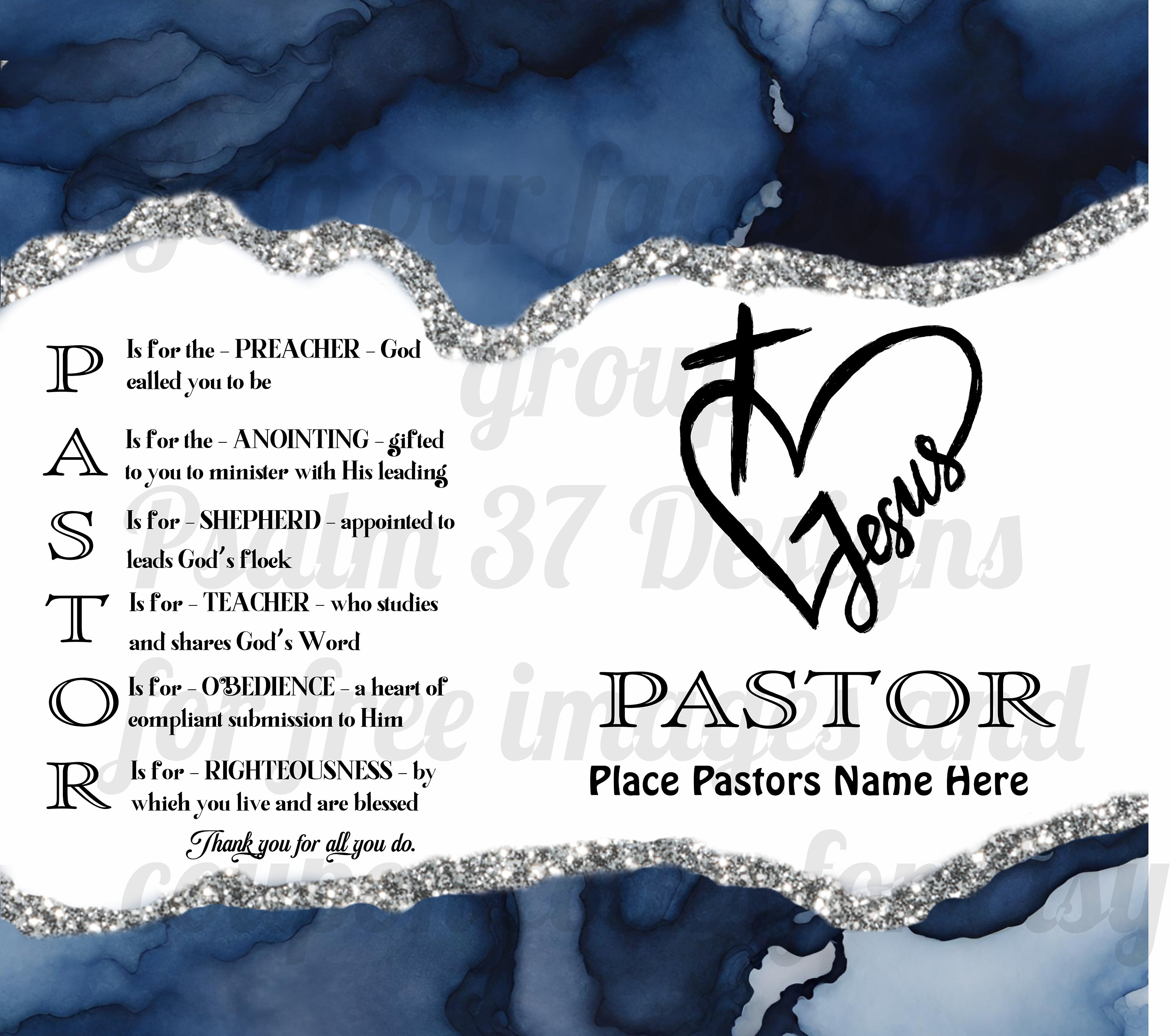 Pastor Appreciation Gift PNG pdf jpeg Navy Sublimation wrap tumbler bags totes towel shirts canvas slate Hi Resolution 600dpi Thank you gift