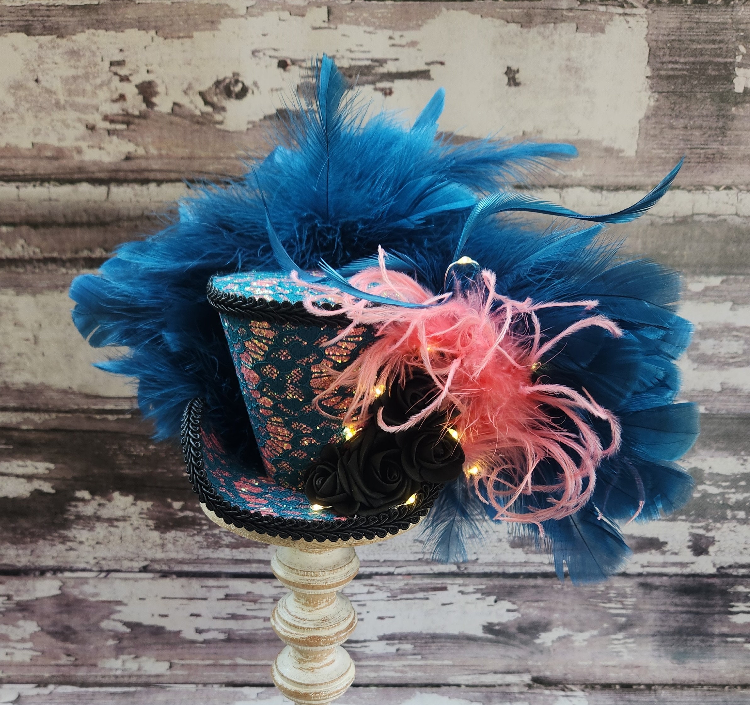 Mini Top Hat With Lights Derby Tea Party Wonderland Mad Hatter Birthday