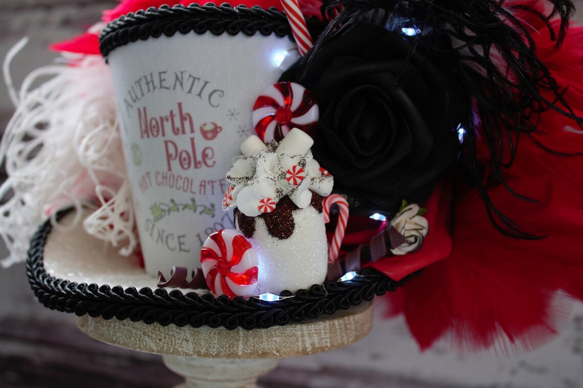 Mini Top Hat With Lights Christmas Holidays Cocoa Etsy