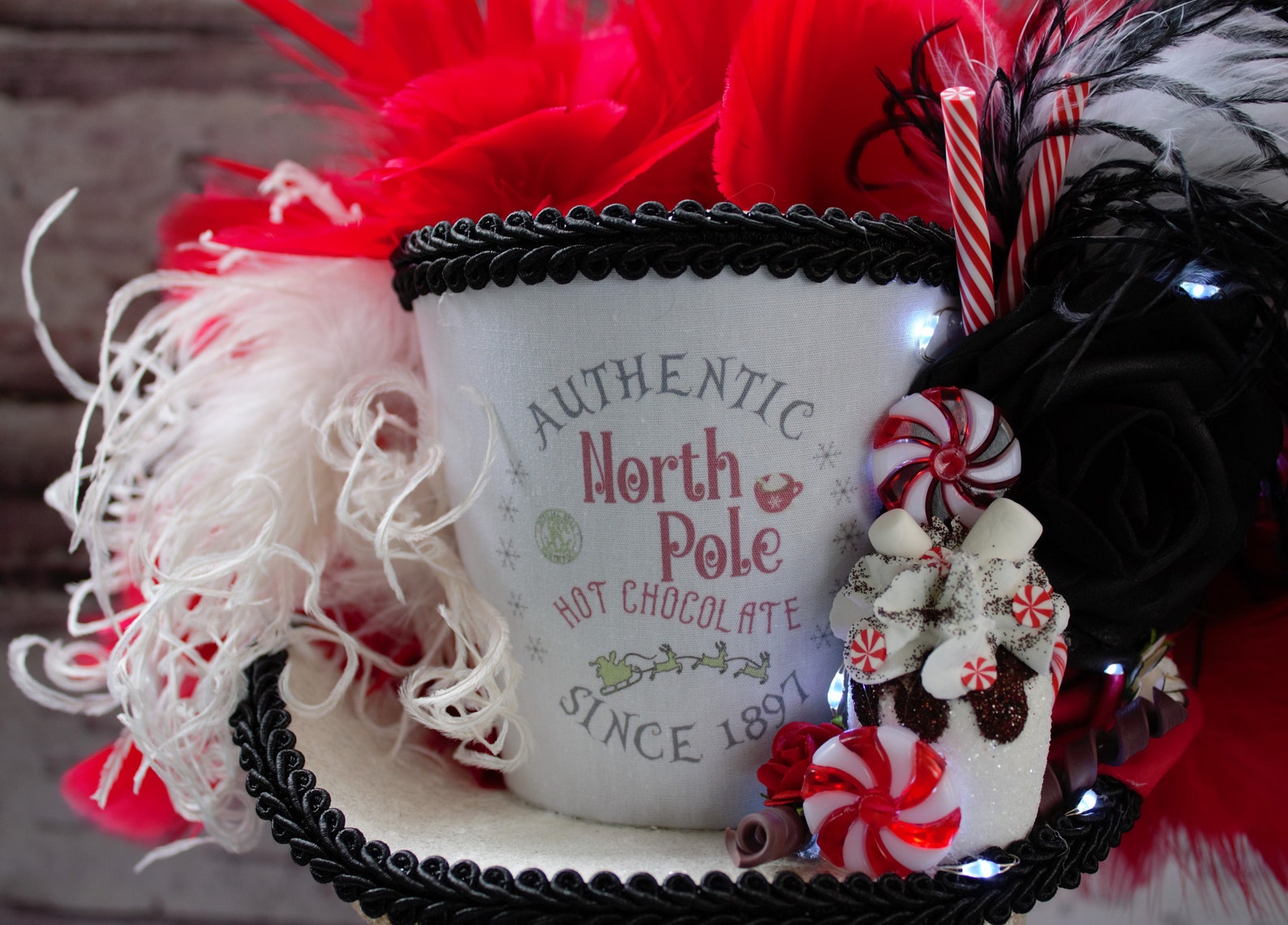 Mini Top Hat With Lights Christmas Holidays Cocoa Etsy