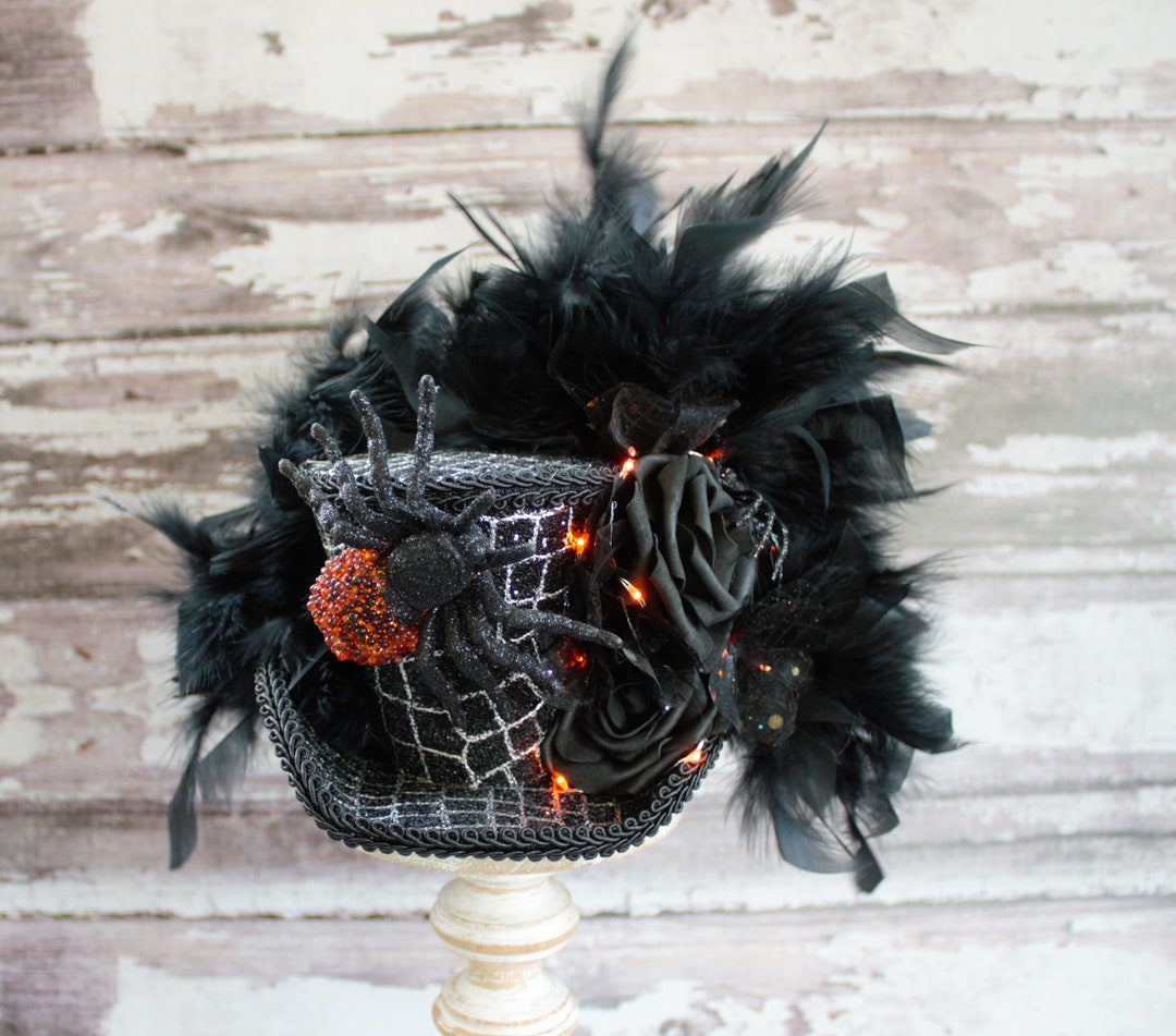 Mini Top Hat With Lights, Halloween, Spider, Spiderweb, Tea Party, 3