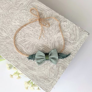 Sage Green Baby Bow Headband, Newborn Autumn/Fall Tieback Photography Props Green Bow Headband for Baby, Infant Tie Back Baby Girl Gift RTS image 6