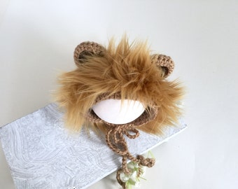 Newborn Lion Hat Photography Props, Halloween Baby Lion Costume Chunky Knit Hat Lion Bonnet Circus Animal Safari Photo Prop Custom Baby Gift