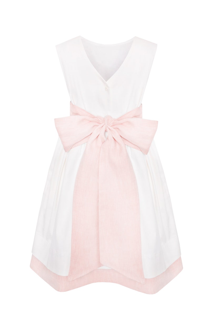 Special occasions girl dress Communion girl dress Zippered dress White dress Communion kleid White girl dress with bow