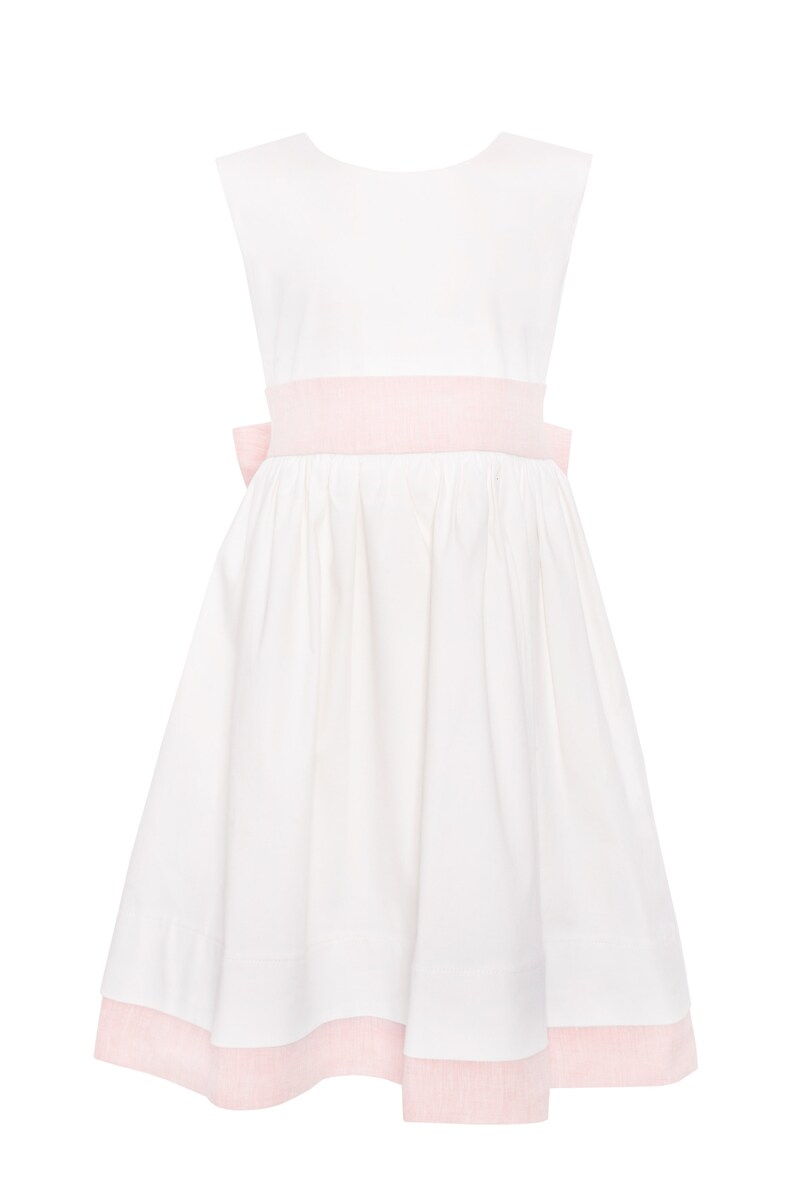 Special occasions girl dress Communion girl dress Zippered dress White dress Communion kleid White girl dress with bow