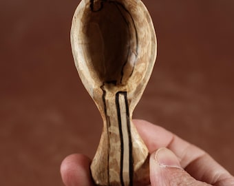 Hand Carved Spalted Silver Birch Coffee Scoop | Wooden Coffee Spoon | Handmade Rustic Kitchen Tool
