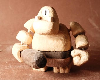 Hand Carved Posable Wooden Ogre Figurine | Articulated Fantasy Creature | Handmade Folk Art Sculpture