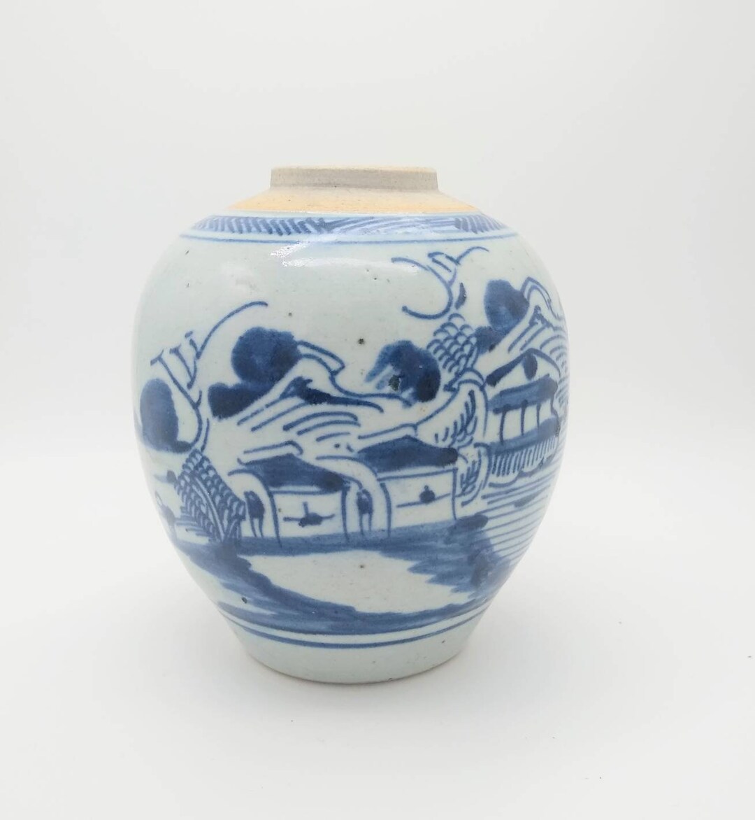 Ginger Jar Happiness Pot Blue and White Jar Chinese Planter Blue and