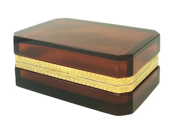 Antique Murano Cenedese Cranberry Red Glass Box Casket Murano Glass Ormolu