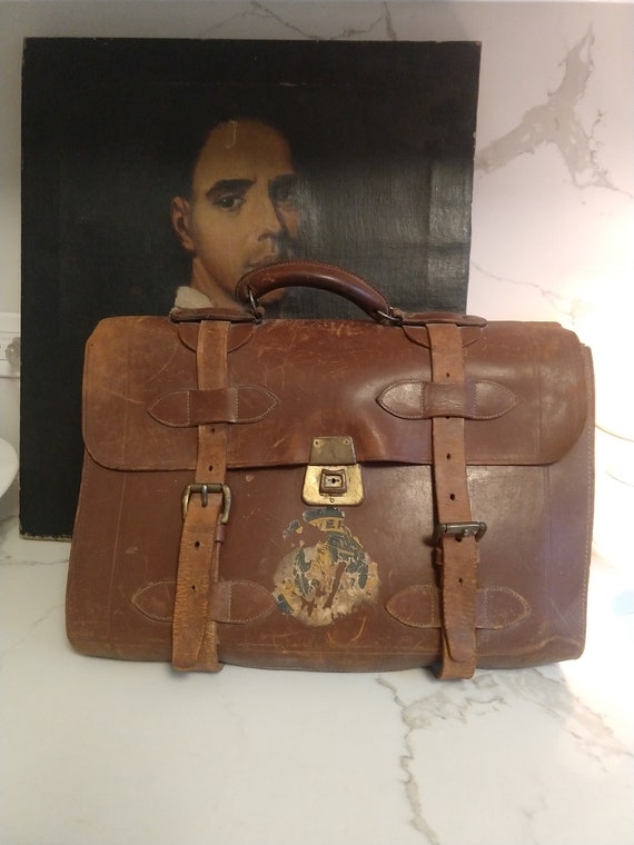 camel leather briefcase