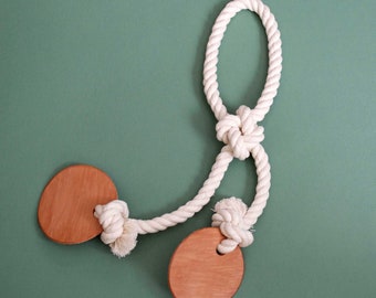 Dog Toy - The Biggie / Cotton Rope & Leather Tug / Natural Dog Toys / Tug-Of-War / New Puppy / Modern Dog / Dog Gifts / Boho / Handmade