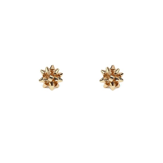 gold bow earrings studs