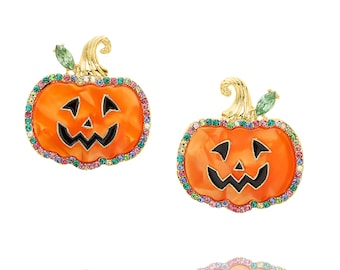 Jack-o'-lantern Earrings. Pumpkin Earrings. Jack-o'-lantern Studs. Jack-o'-lantern Halloween Earrings. Halloween Pumpkin Earrings. Halloween