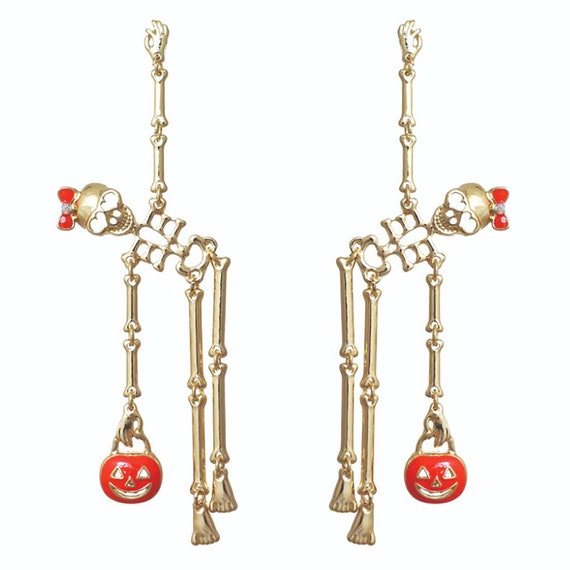 Skeleton Earrings. Halloween Earrings. Skeleton Dangle Earrings. Trick O Treat Earrings. Halloween Jewelry. Skeleton Jewelry.Halloween Decor