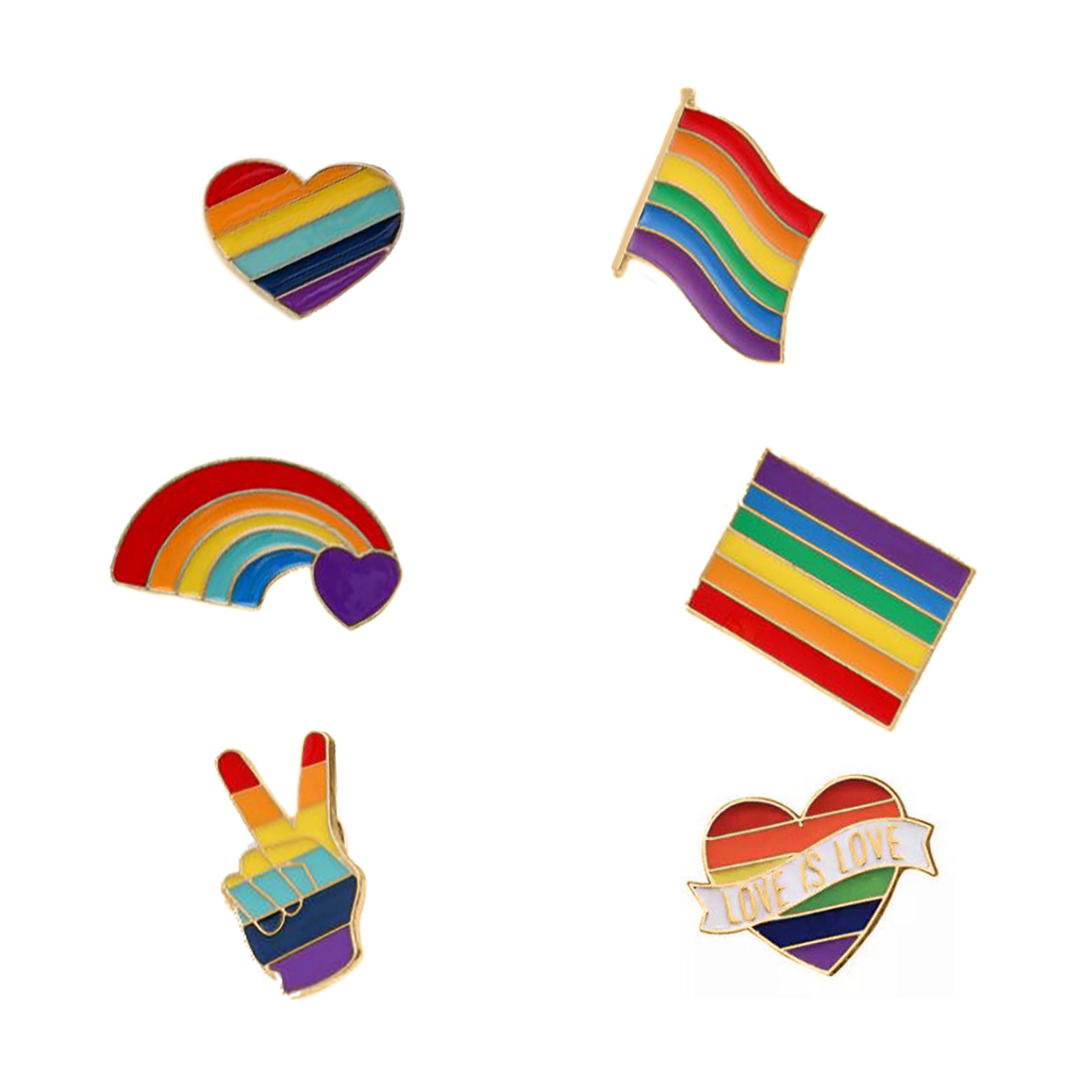 Set 12 Spille LGBTQ+ Arcobaleno Orgoglio – Zinco, Simboli E Slogan Per Feste E Pride