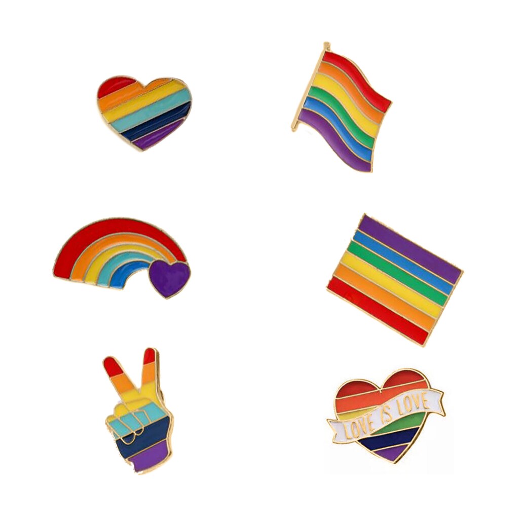 Set 12 Spille LGBTQ+ Arcobaleno Orgoglio – Zinco, Simboli E Slogan Per Feste E Pride