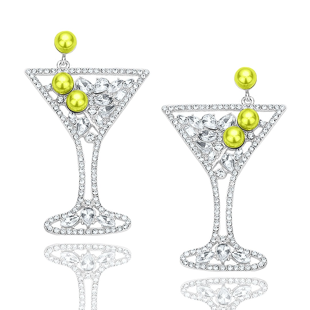 Gin Martini Earrings. Gin Martini Olive Earrings. Martini Earrings
