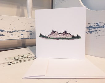 Simple Minimalistic Mountain Landscape Watercolour Card - Perfect For Any Occasion