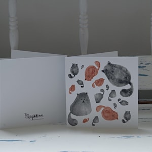 Carte d’aquarelle mignonne de chat - carte d’anniversaire - carte d’enfant - carte de voeux vierge