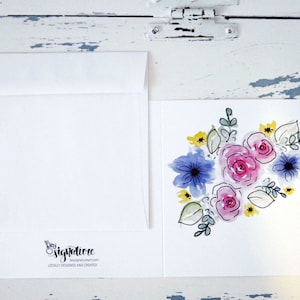 Carte blanche simple d’aquarelle florale