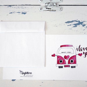 I Love You - VW BUS Aquarelle Blank Card