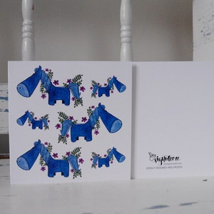 Cute Horses Watercolour Card