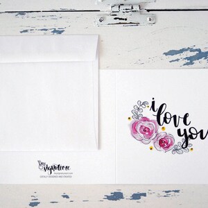 I Love You - Floral Watercolour Blank Card