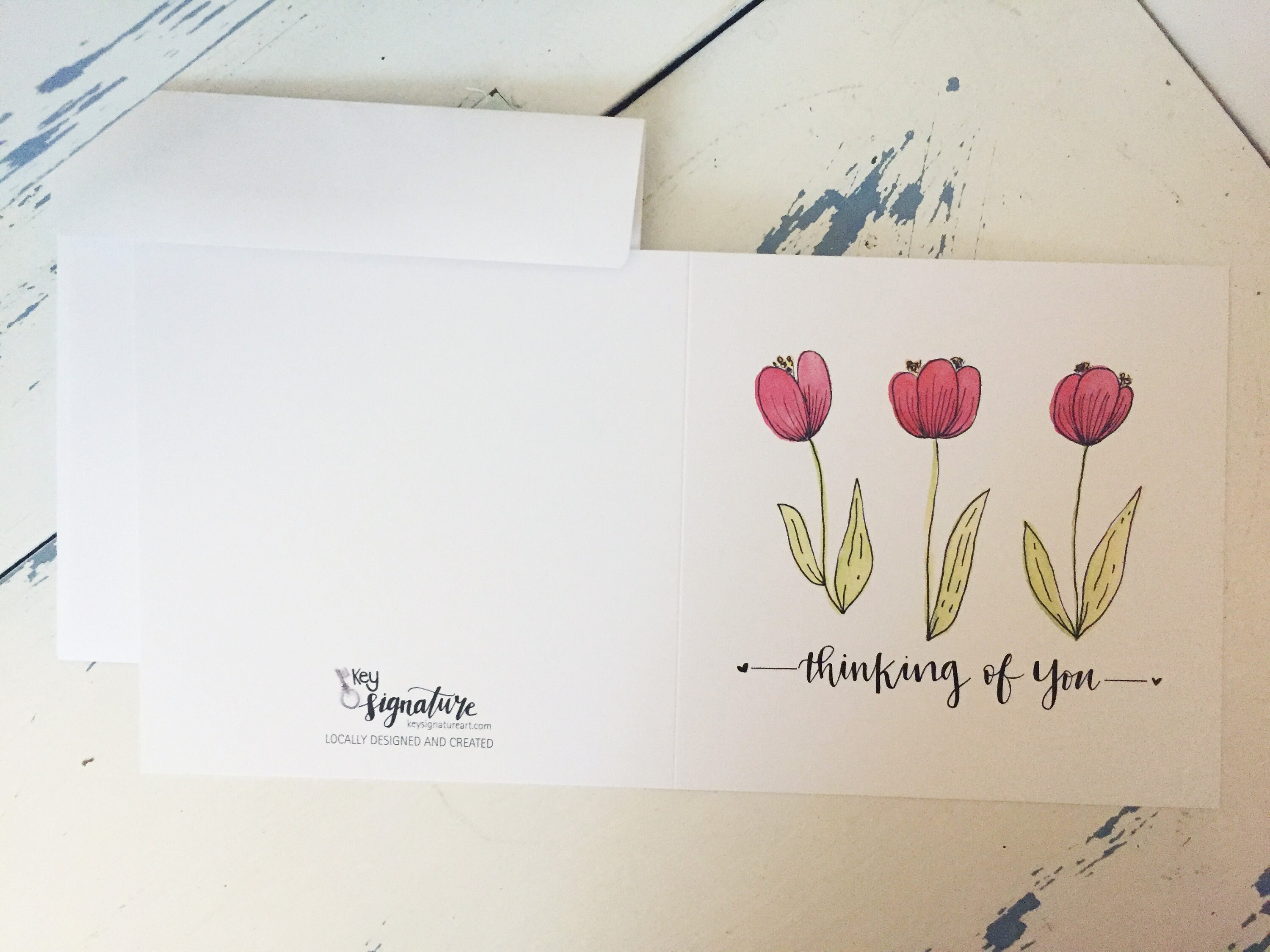 Thinking of You Greeting Card - Tulip Floral Watercolour - Etsy
