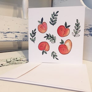 Carte à l’aquarelle simple et mignonne de pêches - parfaite pour n’importe quelle occasion