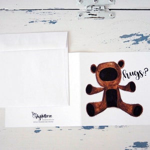 Câlins ? -Ours en peluche aquarelle carte