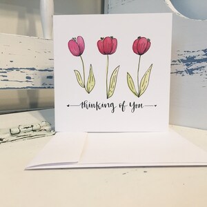 Thinking of You Greeting Card - Aquarelle florale tulipe
