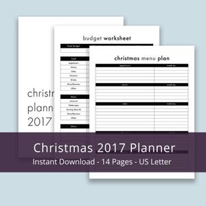 Minimalist Christmas Planner, Christmas Menu Printable, Holiday Planner, Christmas Organizer Kit, US Letter, Christmas Planner Insert